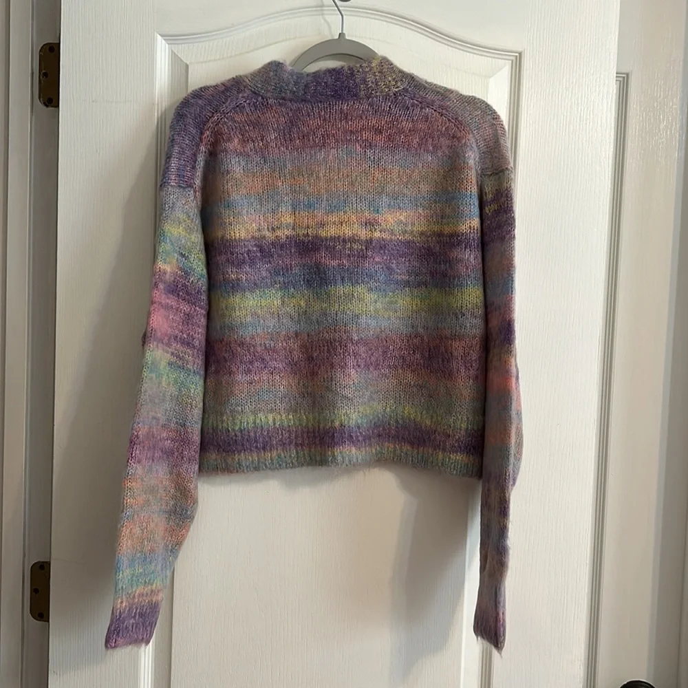 LAST 1!! 🚨🚨 Re/done 90s Crop Oversized Cardigan Purple Space Dye M - Picture 11 of 11